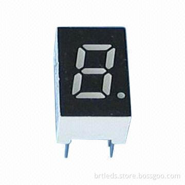 Single digit 7-segment LED display, 0.36-inch, green, common anode, white segment and black face